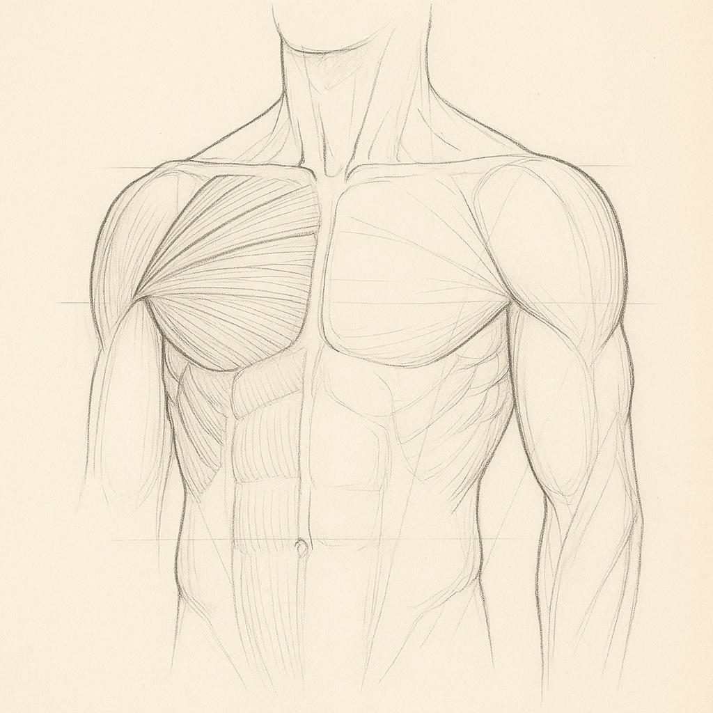 Anatomical study of the chest and shoulder muscles