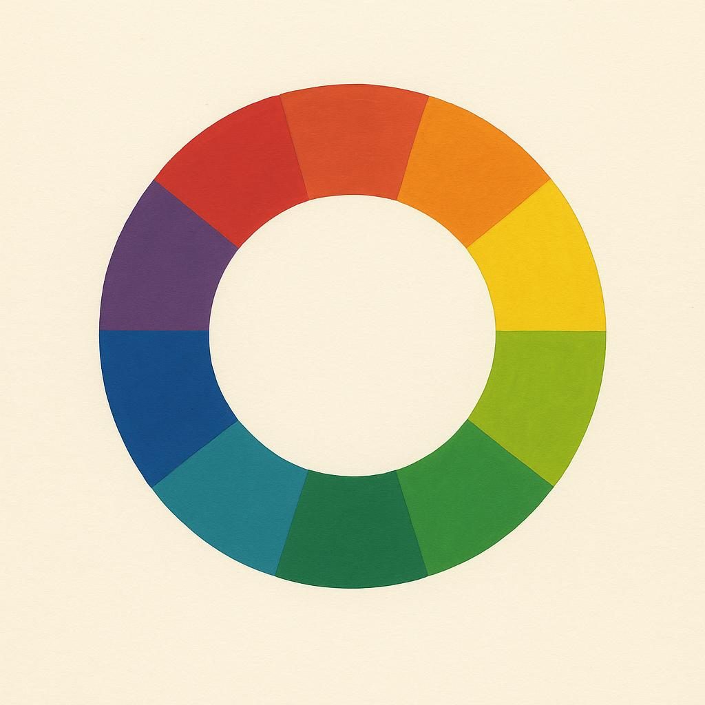 Twelve-sector colour wheel with primaries, secondaries and tertiaries