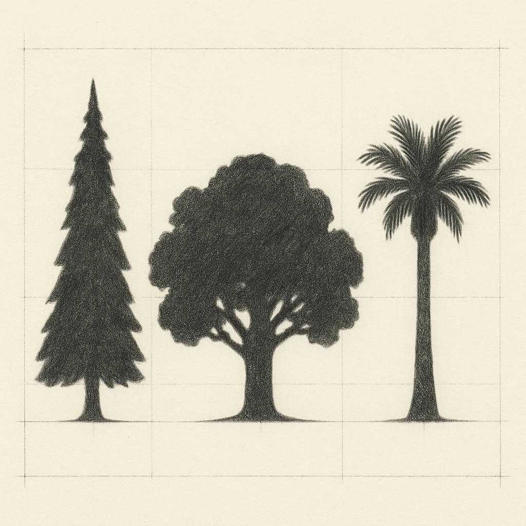 Three trees compared by silhouette alone